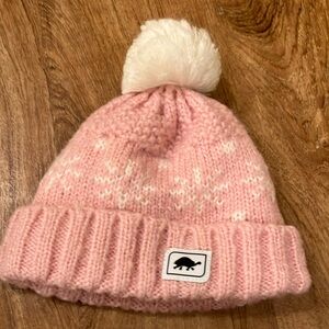 Turtle fur Pink Knitted Pom-Pom Beanie for toddler girl